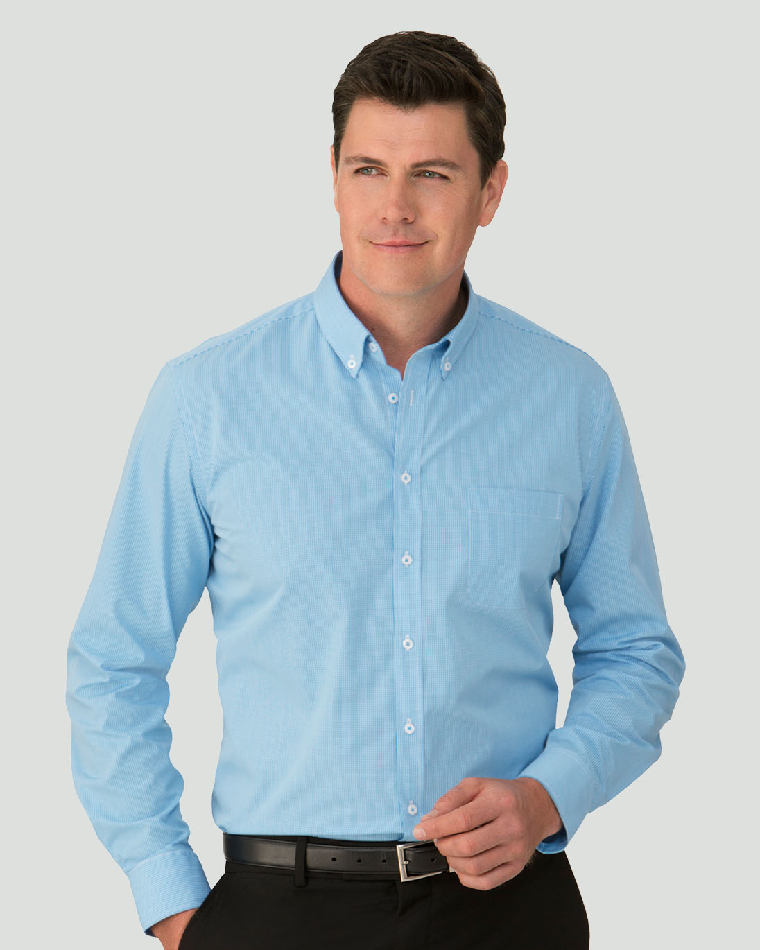 Men's Pippa Check Long Sleeve Shirt - Aqua