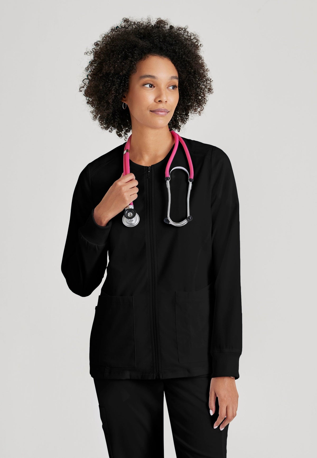 Ladies Gianna Scrub Jacket in 01 Black