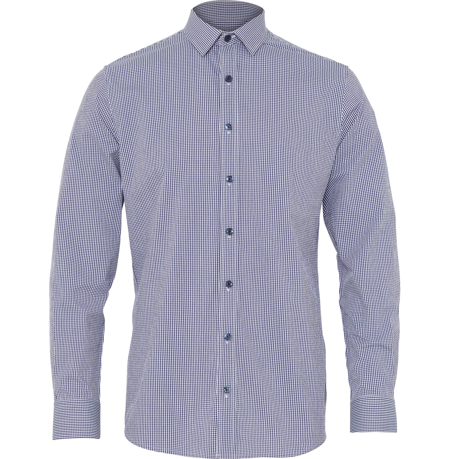 Men's Avignon Gingham Check Stretch Long Sleeve Slim Shirt