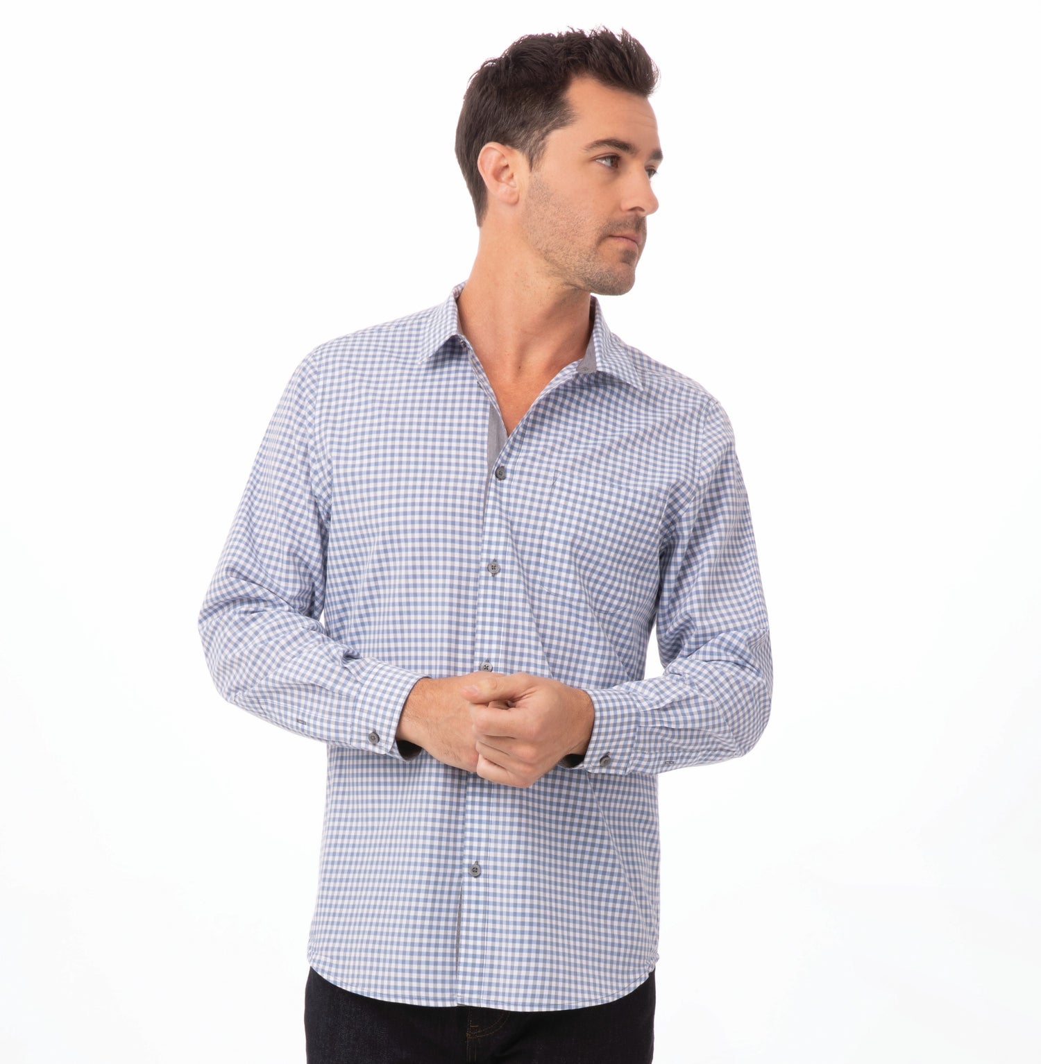 Men's Gingham Long Sleeve Dress Shirt