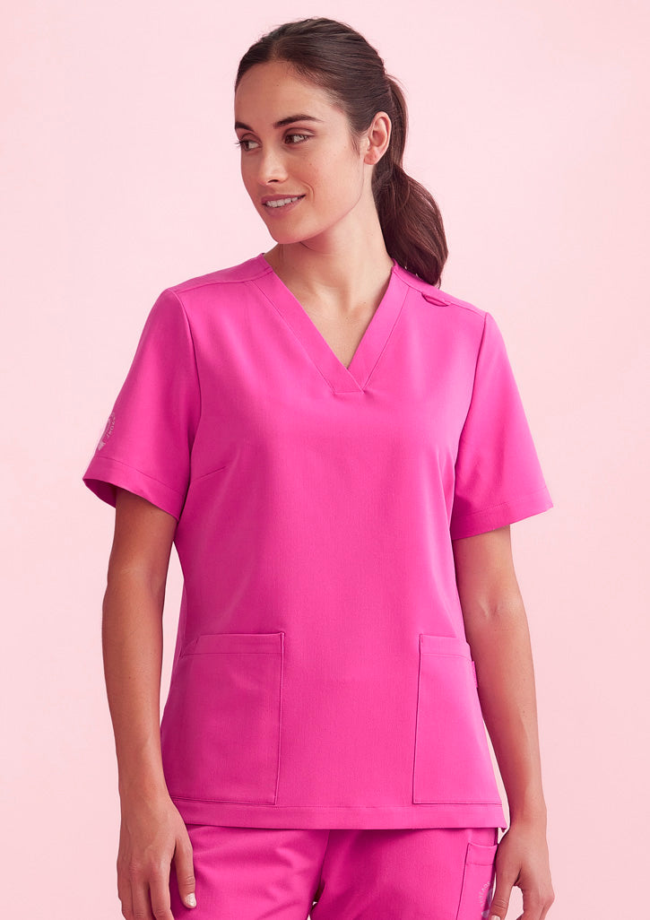 Women's Pink V-Neck Scrub Top