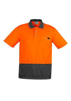Men's Hi Vis Comfort Back Short Sleeve Polo - Orange/Charcoal