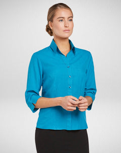 Women's Climate Smart Semi Fit 3/4 Sleeve Shirt in Teal