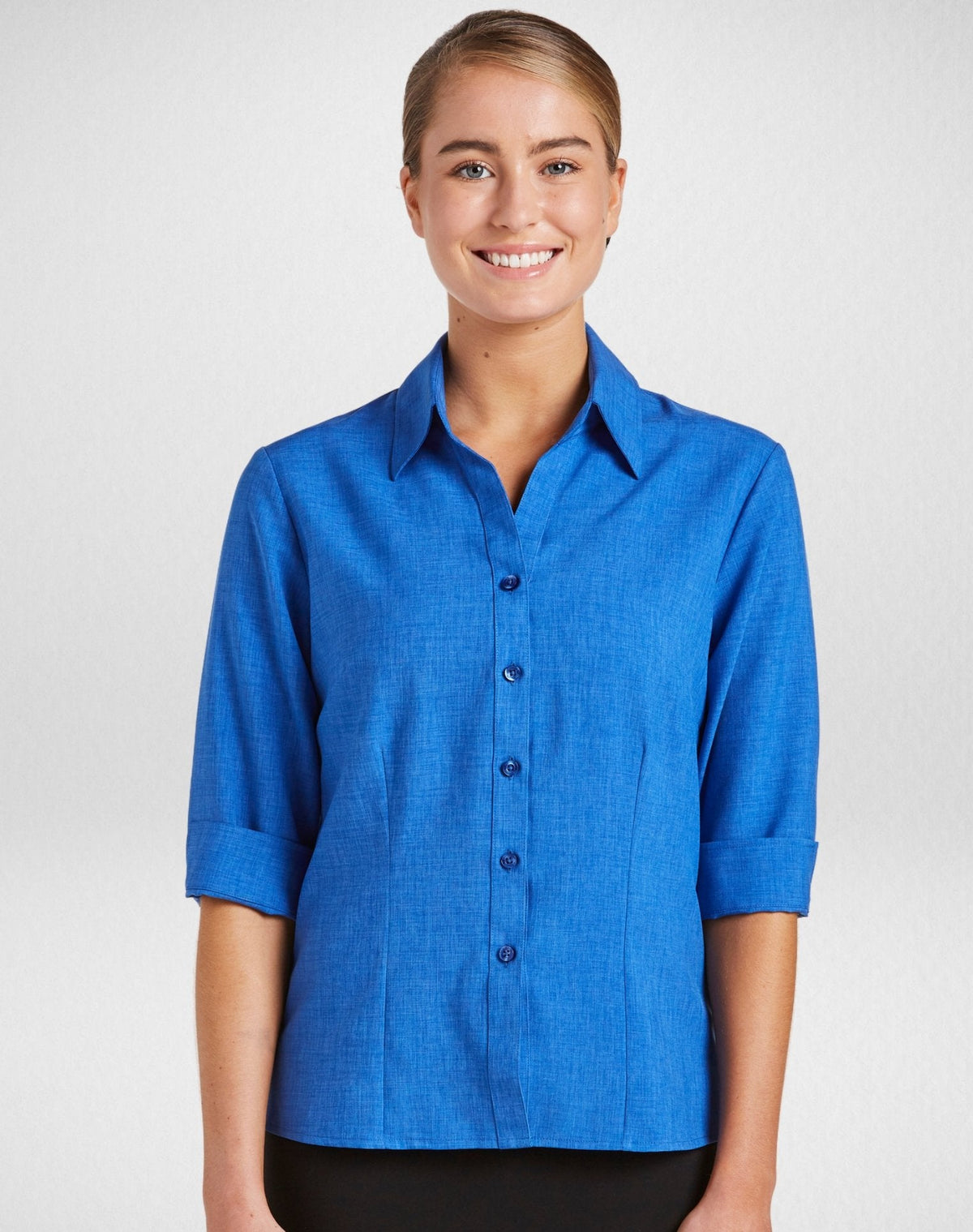 Women's Climate Smart Semi Fit 3/4 Sleeve Shirt in Royal