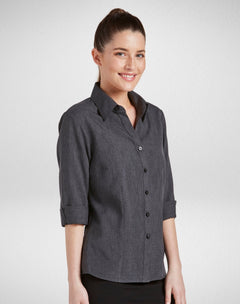 Women's Climate Smart Semi Fit 3/4 Sleeve Shirt in Charcoal