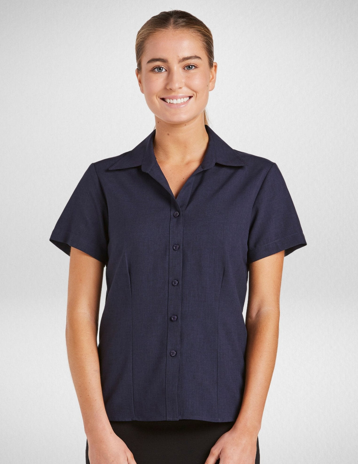 Women's Climate Smart Semi Fit Short Sleeve Shirt in Dark Navy