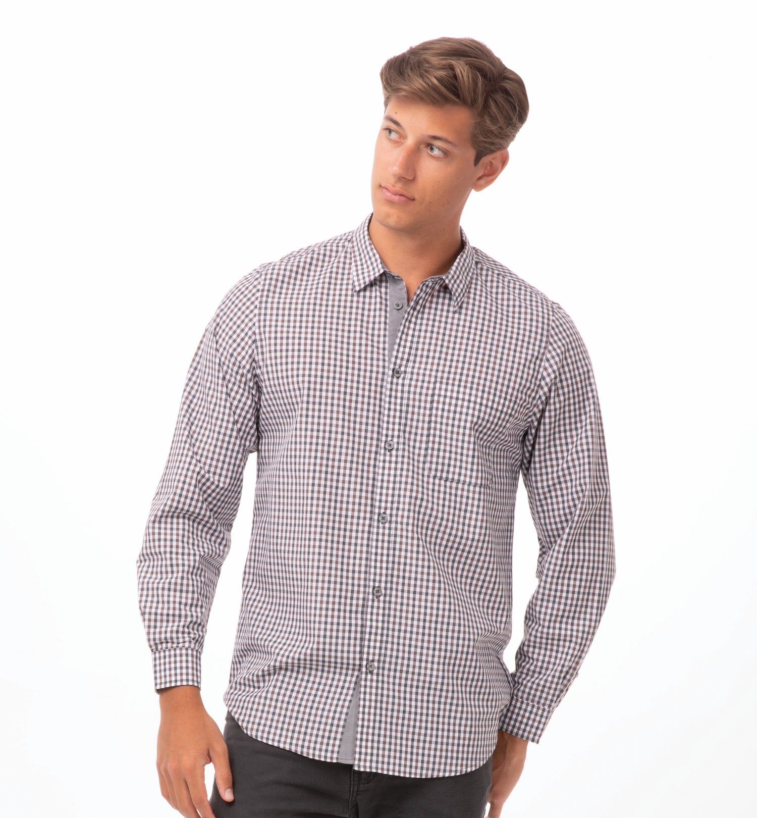 Men's Gingham Long Sleeve Dress Shirt